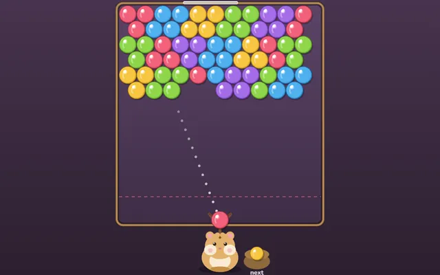Hamster Pop: a hamster with a sling aiming at a wall of coloured marbles